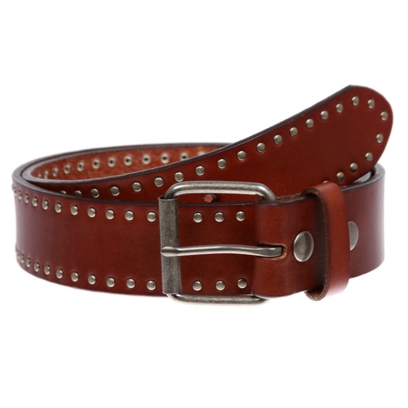 Genuine Vintage Retro Circle Studded Leather Belt - Interchangeable Buckle😺
